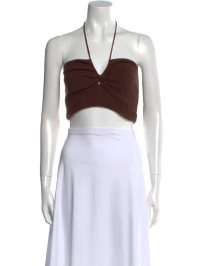 Pre-owned Reformation Cashmere Strapless Crop Top In Brown