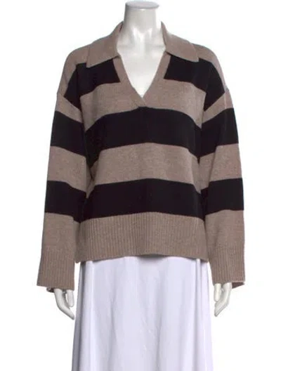 Pre-owned Reformation Cashmere Striped Sweater In Black/neutrals