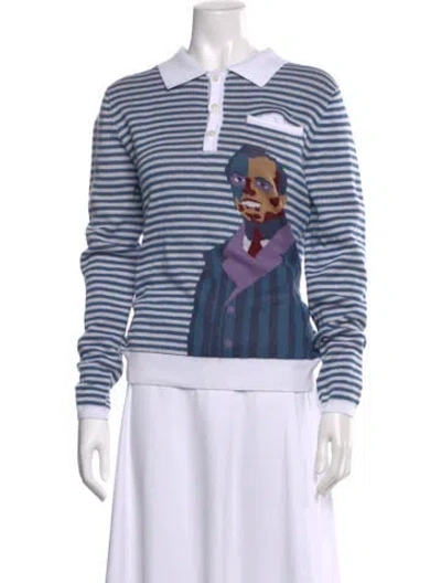 Pre-owned Reformation Cashmere Striped Sweater In Blue