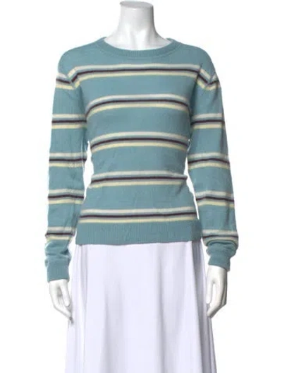 Pre-owned Reformation Cashmere Striped Sweater In Blue