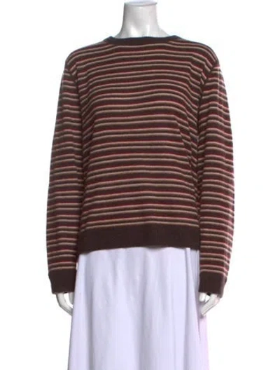 Pre-owned Reformation Cashmere Striped Sweater In Brown