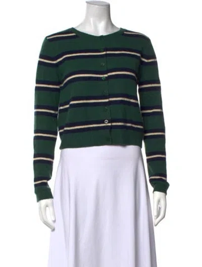 Pre-owned Reformation Cashmere Striped Sweater In Green