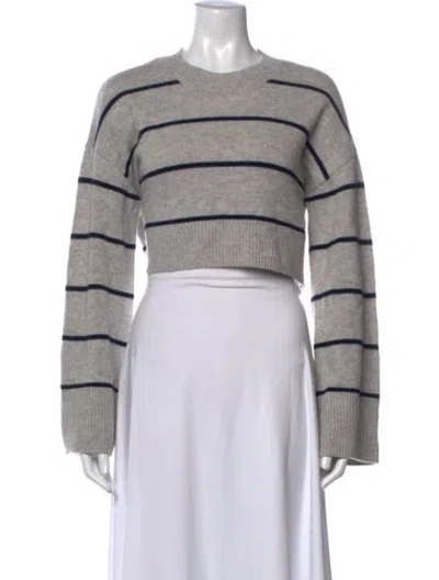 Pre-owned Reformation Cashmere Striped Sweater In Grey