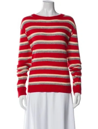 Pre-owned Reformation Cashmere Striped Sweater In Red