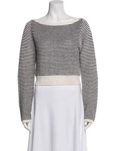 Pre-owned Reformation Cashmere Striped Sweater In White