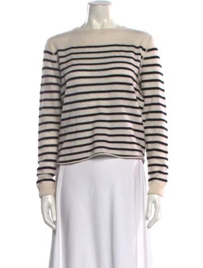 Pre-owned Reformation Cashmere Striped Sweater In White