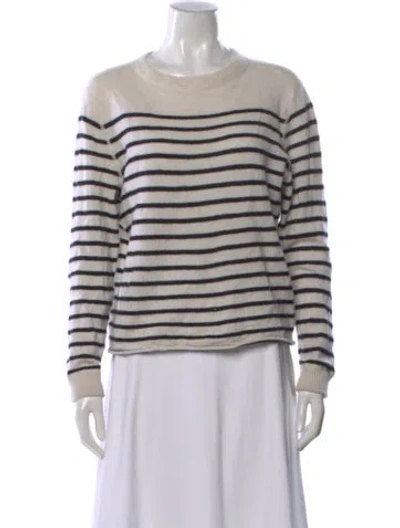 Pre-owned Reformation Cashmere Striped Sweater In White