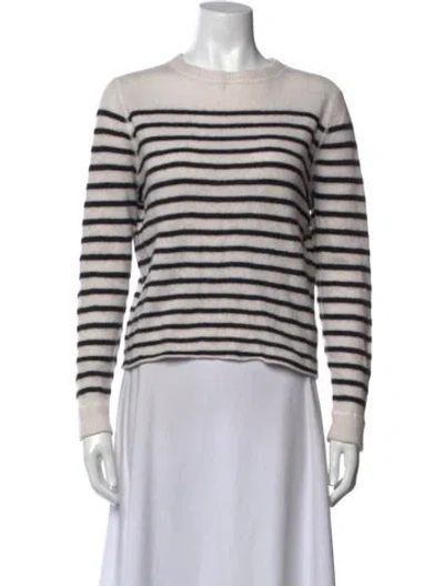 Pre-owned Reformation Cashmere Striped Sweater In White