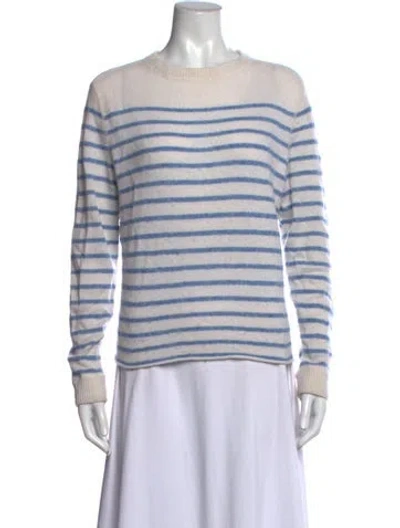 Pre-owned Reformation Cashmere Striped Sweater In White