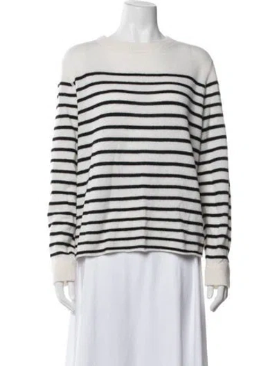 Pre-owned Reformation Cashmere Striped Sweater In White