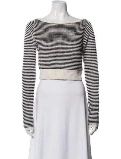 Pre-owned Reformation Cashmere Striped Sweater In White