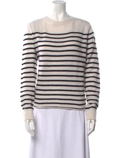 Pre-owned Reformation Cashmere Striped Sweatshirt In White