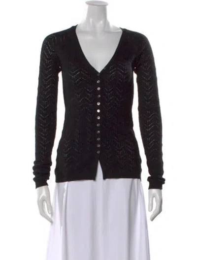 Pre-owned Reformation Cashmere V-neck Button-up Top W/ Tags In Black