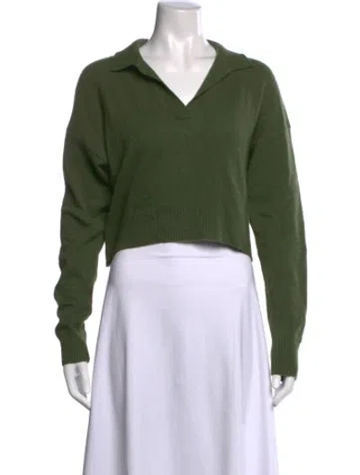 Pre-owned Reformation Cashmere V-neck Crop Top In Green