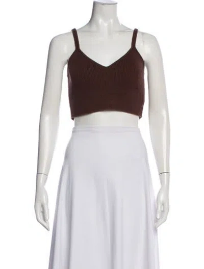 Pre-owned Reformation Cashmere V-neck Crop Top In White