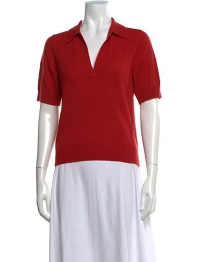 Pre-owned Reformation Cashmere V-neck Polo In Red