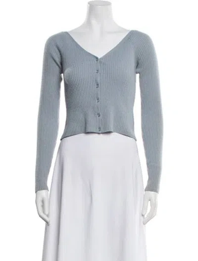Pre-owned Reformation Cashmere V-neck Sweater In Blue