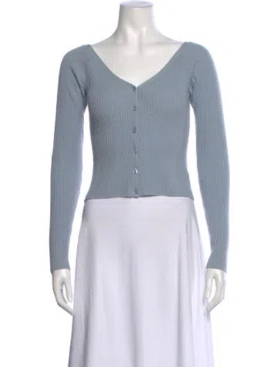 Pre-owned Reformation Cashmere V-neck Sweater In Blue