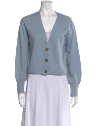 Pre-owned Reformation Cashmere V-neck Sweater In Blue