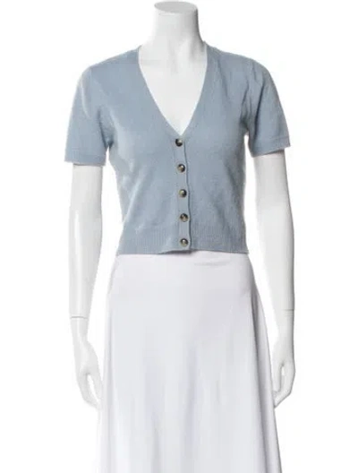 Pre-owned Reformation Cashmere V-neck Sweater In Blue