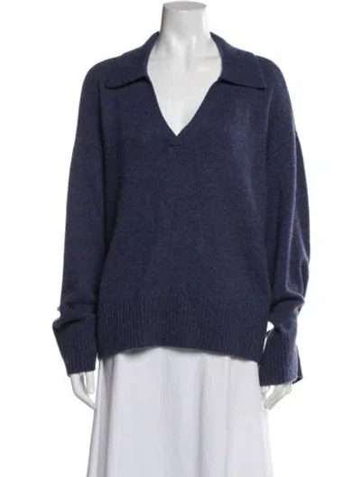 Pre-owned Reformation Cashmere V-neck Sweater In Blue