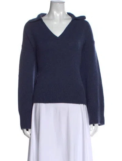 Pre-owned Reformation Cashmere V-neck Sweater In Blue
