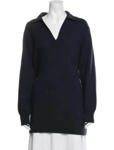 Pre-owned Reformation Cashmere V-neck Sweater In Blue