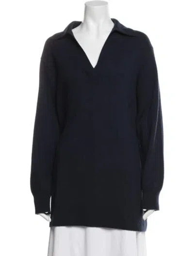 Pre-owned Reformation Cashmere V-neck Sweater In Blue