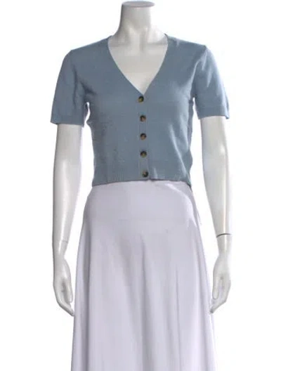 Pre-owned Reformation Cashmere V-neck Sweater In Blue