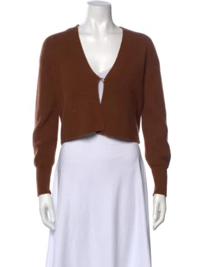 Pre-owned Reformation Cashmere V-neck Sweater In Brown