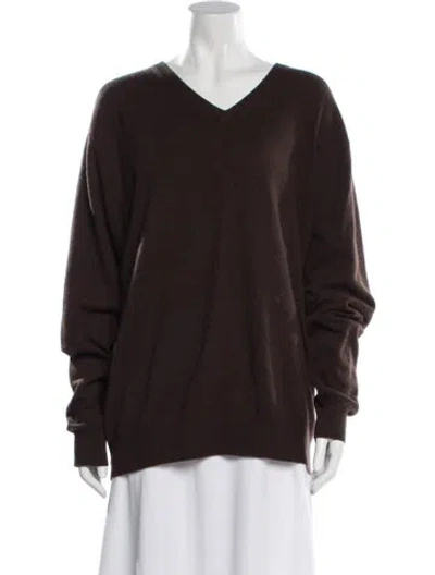 Pre-owned Reformation Cashmere V-neck Sweater In Brown