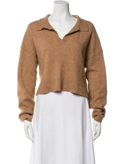 Pre-owned Reformation Cashmere V-neck Sweater In Brown