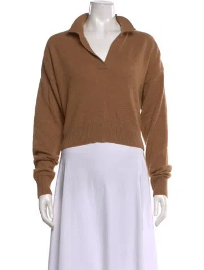 Pre-owned Reformation Cashmere V-neck Sweater In Brown