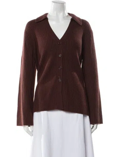 Pre-owned Reformation Cashmere V-neck Sweater In Brown