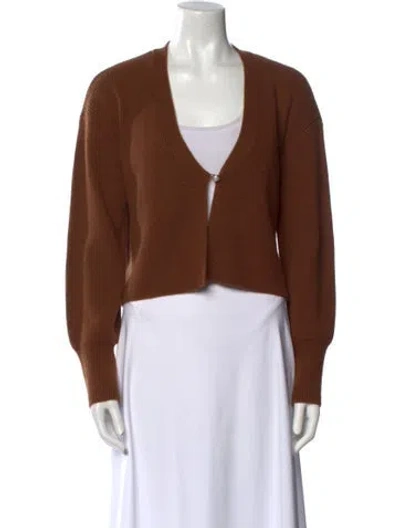Pre-owned Reformation Cashmere V-neck Sweater In Brown