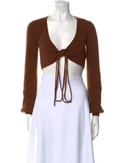 Pre-owned Reformation Cashmere V-neck Sweater In Brown