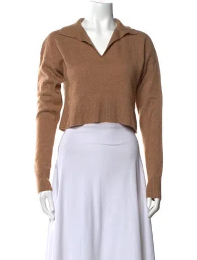 Pre-owned Reformation Cashmere V-neck Sweater In Brown