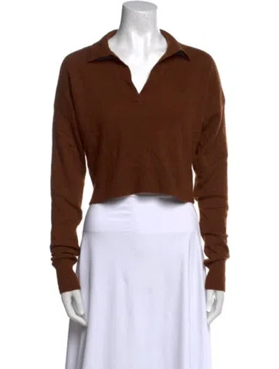 Pre-owned Reformation Cashmere V-neck Sweater In Brown