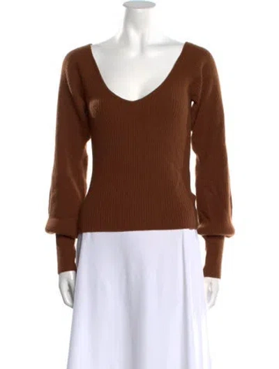 Pre-owned Reformation Cashmere V-neck Sweater In Brown