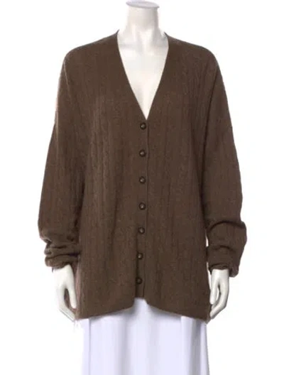 Pre-owned Reformation Cashmere V-neck Sweater In Brown