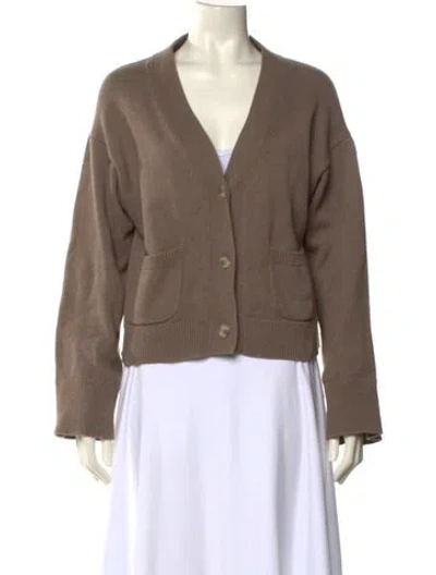 Pre-owned Reformation Cashmere V-neck Sweater In Brown