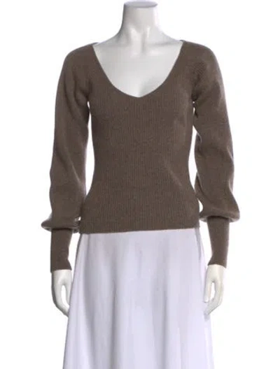 Pre-owned Reformation Cashmere V-neck Sweater In Brown