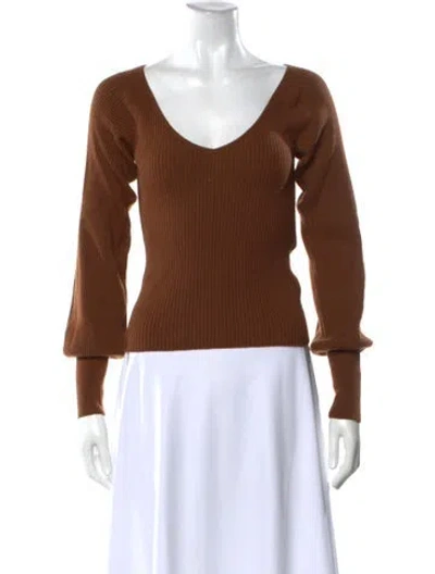 Pre-owned Reformation Cashmere V-neck Sweater In Brown