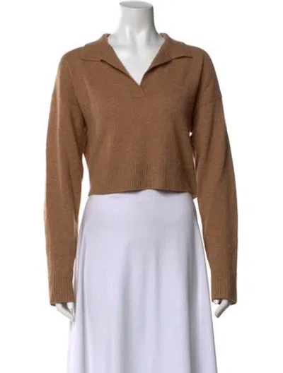 Pre-owned Reformation Cashmere V-neck Sweater In Brown