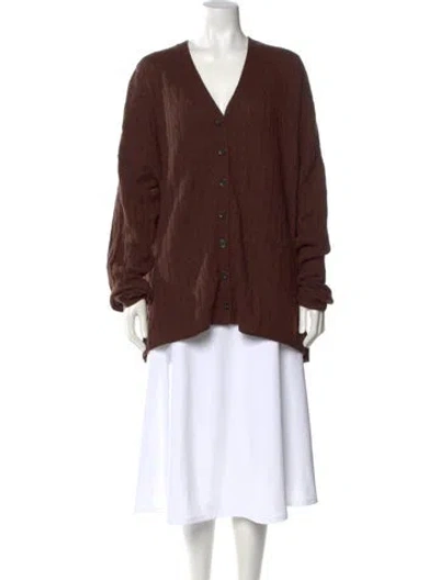 Pre-owned Reformation Cashmere V-neck Sweater In Brown