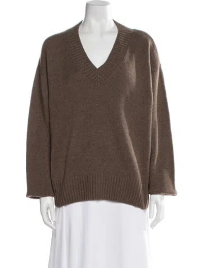 Pre-owned Reformation Cashmere V-neck Sweater In Brown