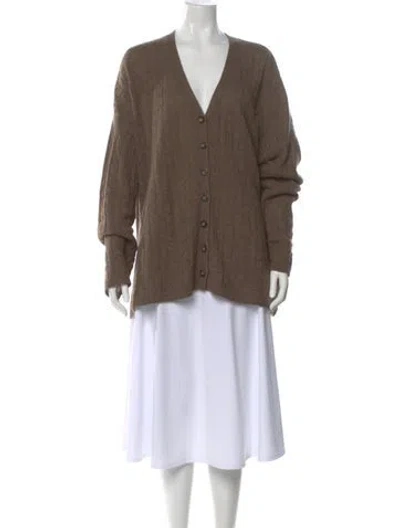 Pre-owned Reformation Cashmere V-neck Sweater In Brown