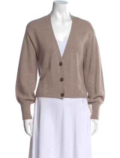 Pre-owned Reformation Cashmere V-neck Sweater In Brown