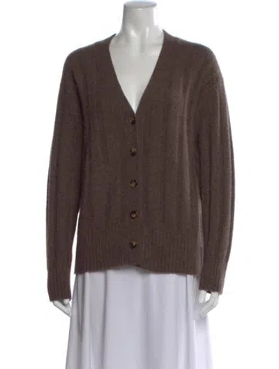Pre-owned Reformation Cashmere V-neck Sweater In Brown