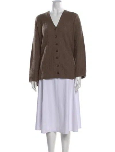 Pre-owned Reformation Cashmere V-neck Sweater In Brown
